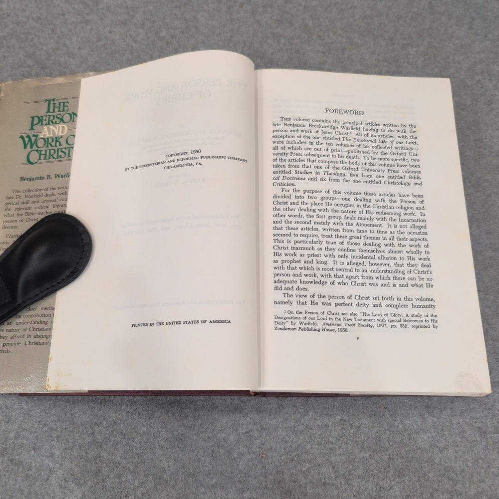 The Person and Work of Christ Benjamin B Warfield 1950 Hardcover Dust Jacket - Picture 4 of 4